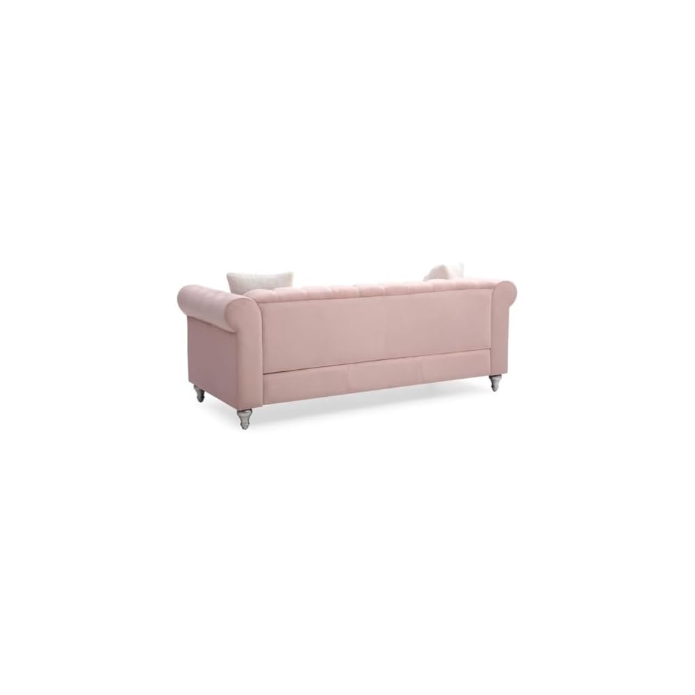Raisa Velvet Upholstered Sofa in Pink
