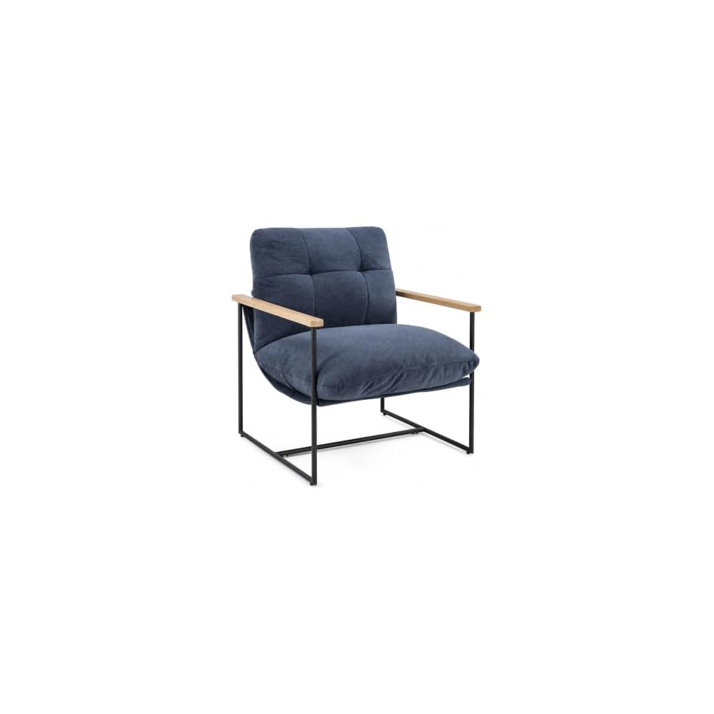 Modern Accent Chair with Armrests, Natural Cotton Cushions, Green