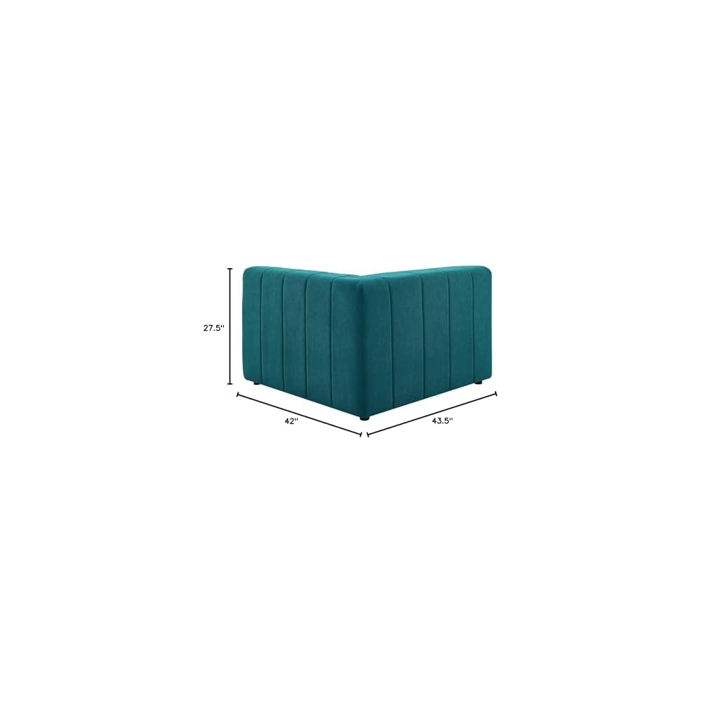 Bartlett Channel Tufted Upholstered Sectional, Right-Arm Chair, Teal