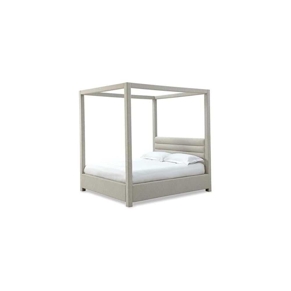 Rockford Upholstered Canopy Bed in Turtle Dove Linen, California King (6/0)