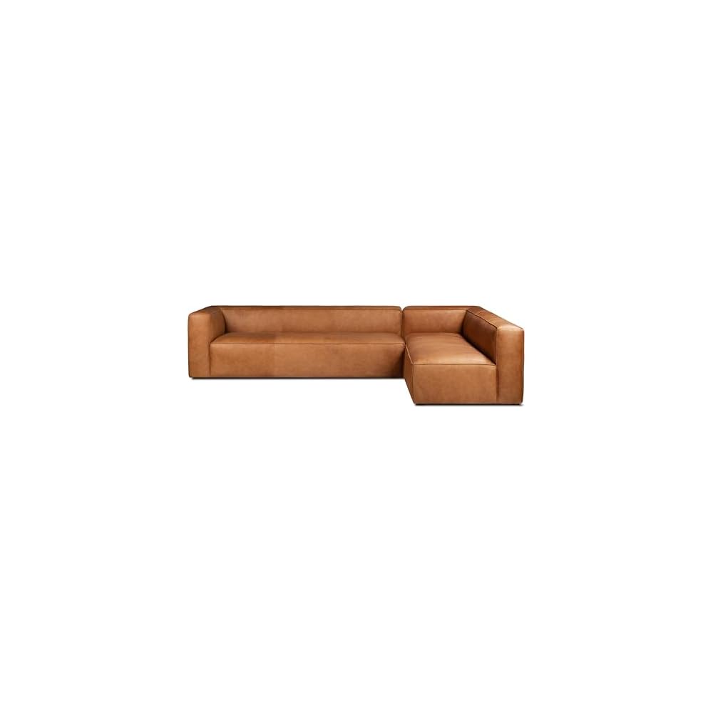 Poly & BARK Piazza Reversible Corner Sectional 125" Sofa in Bourbon Tan