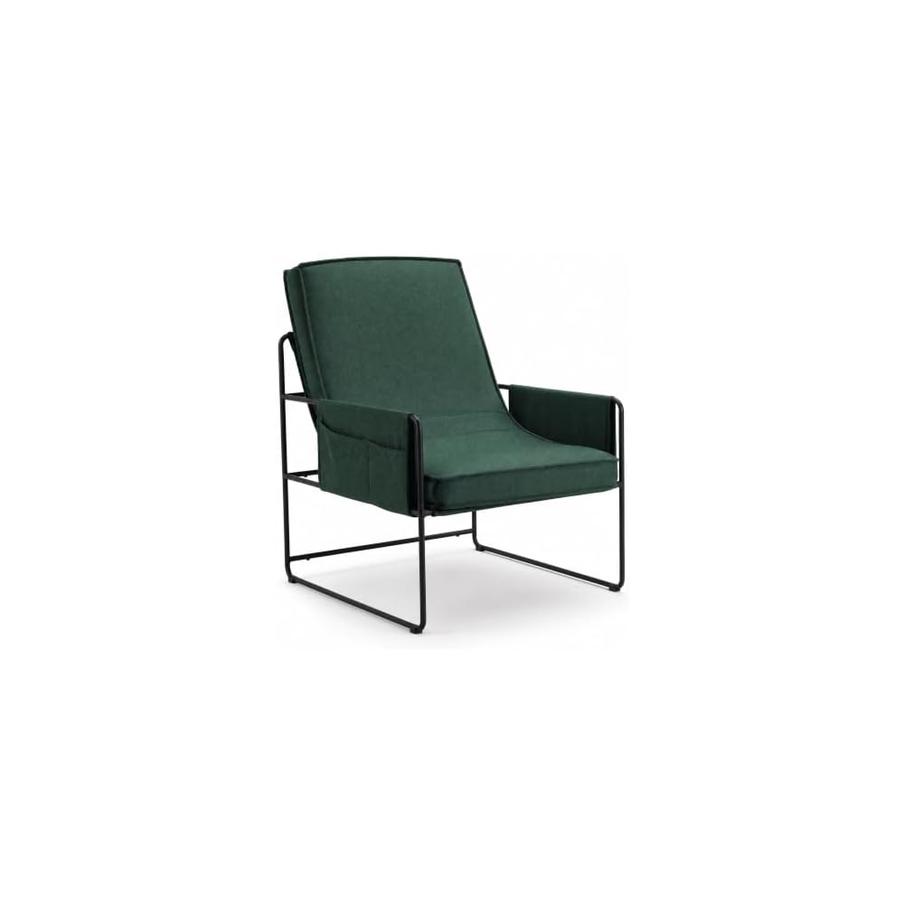Modern Accent Chair with Armrests, Natural Cotton Cushions, Green