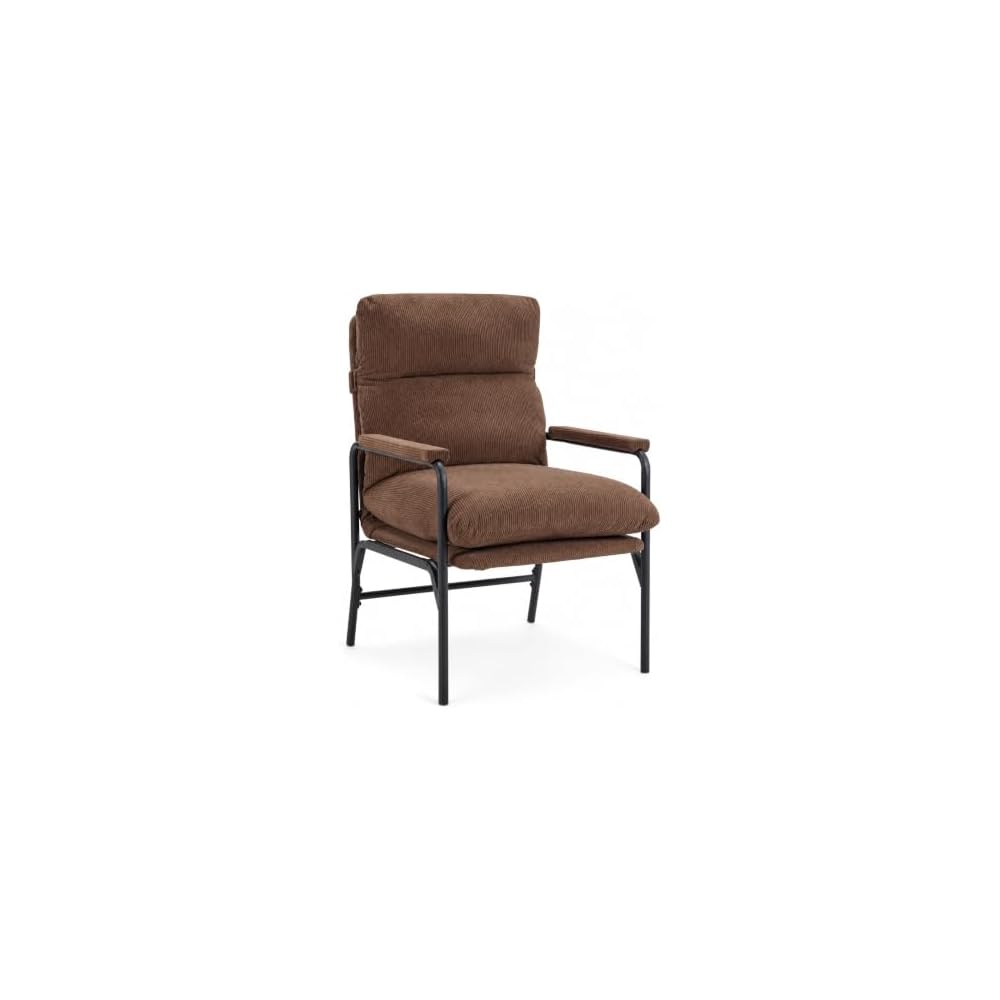 Modern Accent Chair with Armrests, Natural Cotton Cushions, Green