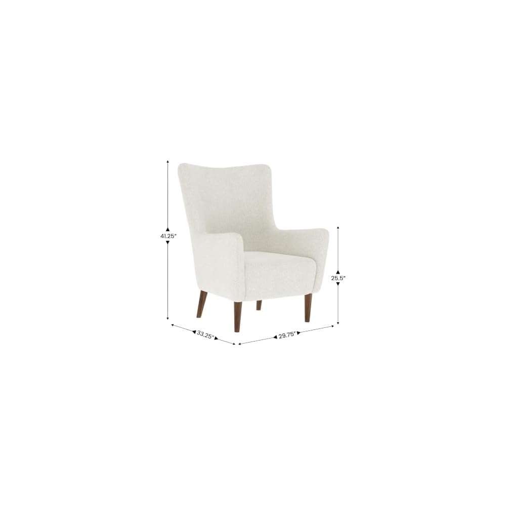 Traditional Wingback Accent Chair, Off-White