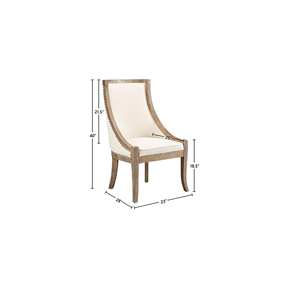 Ladysmith Linen & Oak Scoop Chair with Nailhead Accents