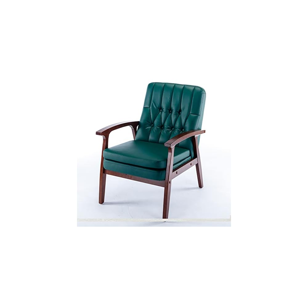 Mid Century Accent Chair, One Size, Blackish Green