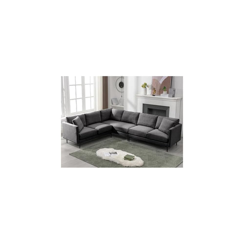 107" W L Shaped Sofa Set for Living Room, 5-Seat Sofa with Pillows