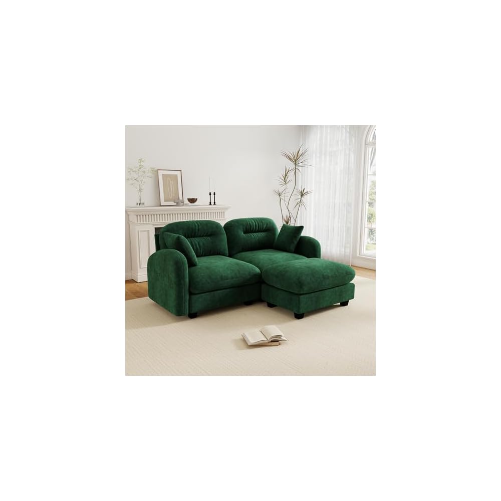 Cloud Couches for Living Room, Modular Sectional Sofa, 74" L-Shape Green