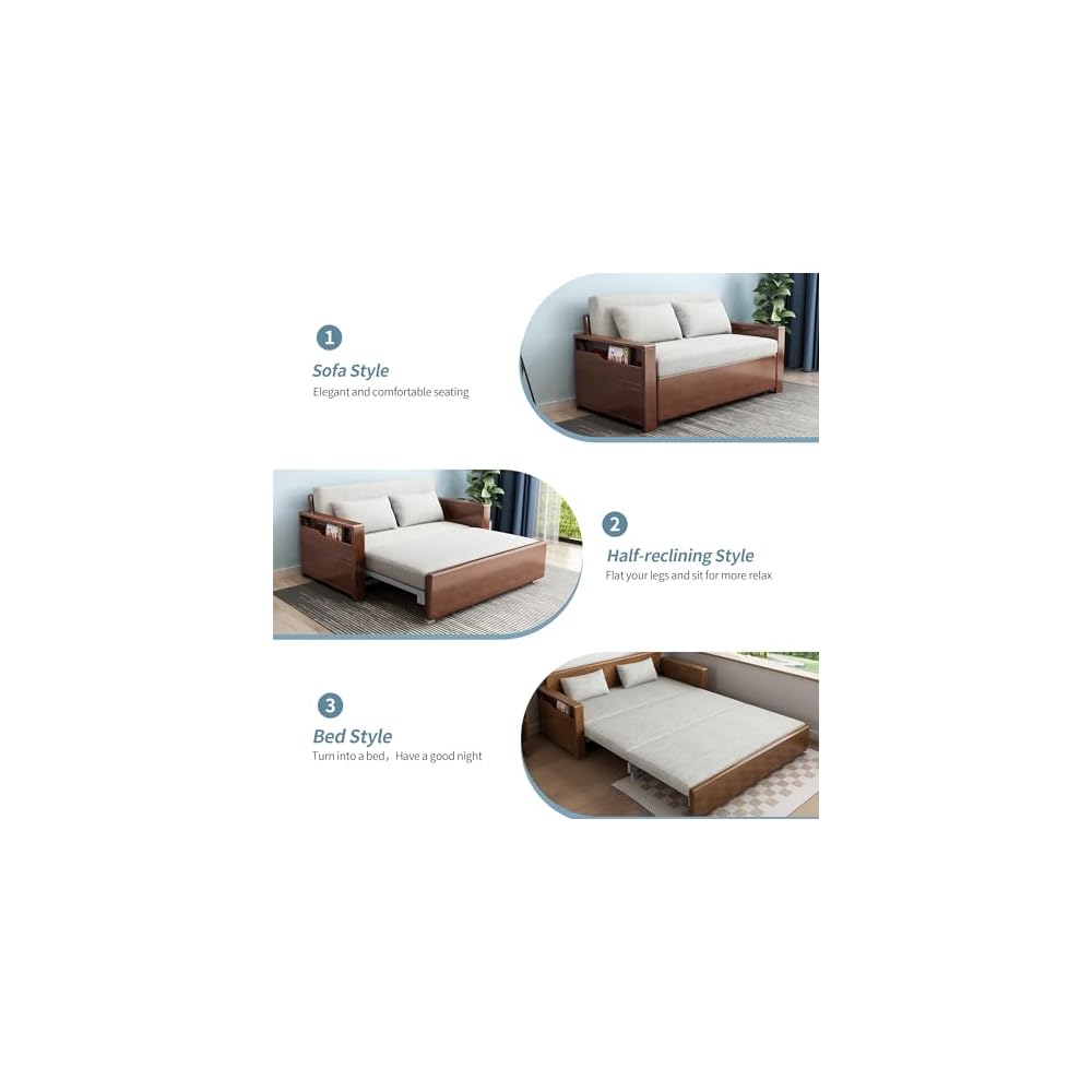 59" Grey 3-in-1 Convertible Sofa w/Stor & Rev Chaise, Solid Wooden Frame
