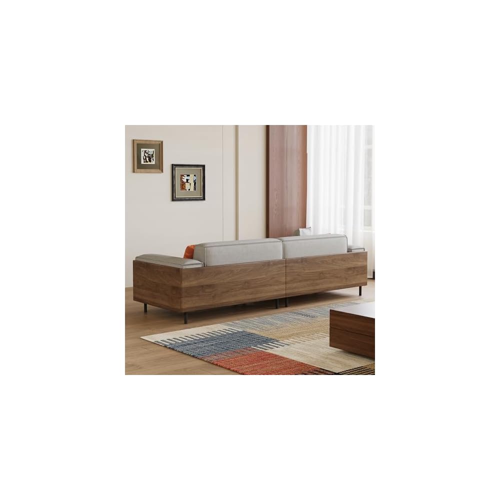 82.67" Fabric 3‑Seater Sofa Solid Wood Frame