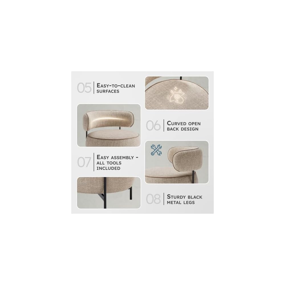 Round Swivel Accent Chair, Chenille Upholstered Barrel Chair, Brown