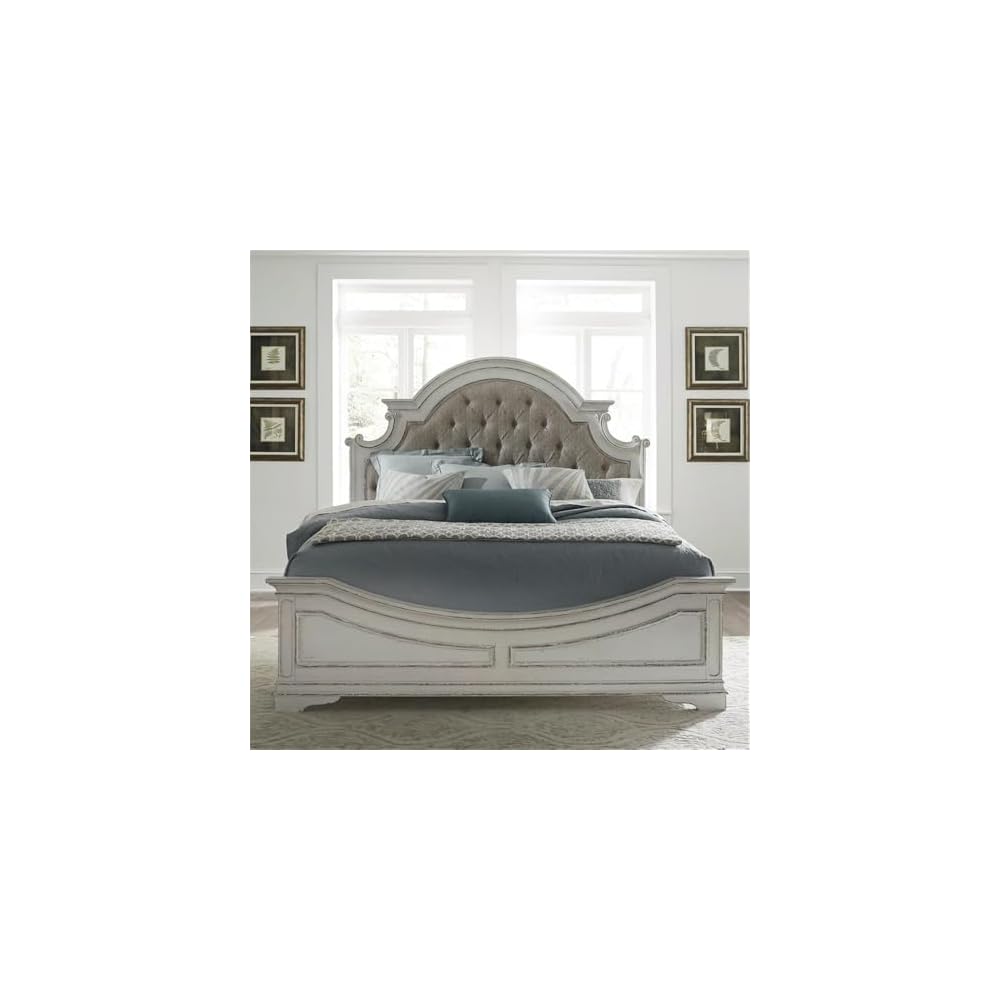 Liberty Furniture Industries Magnolia Manor King Upholstered Bed, White
