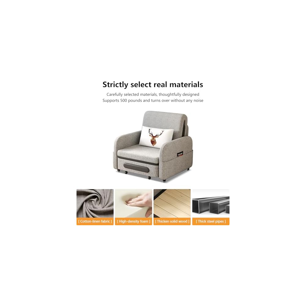 34.6" Pull Out Sofa Bed, Futon Sleeper Couch with Trundle
