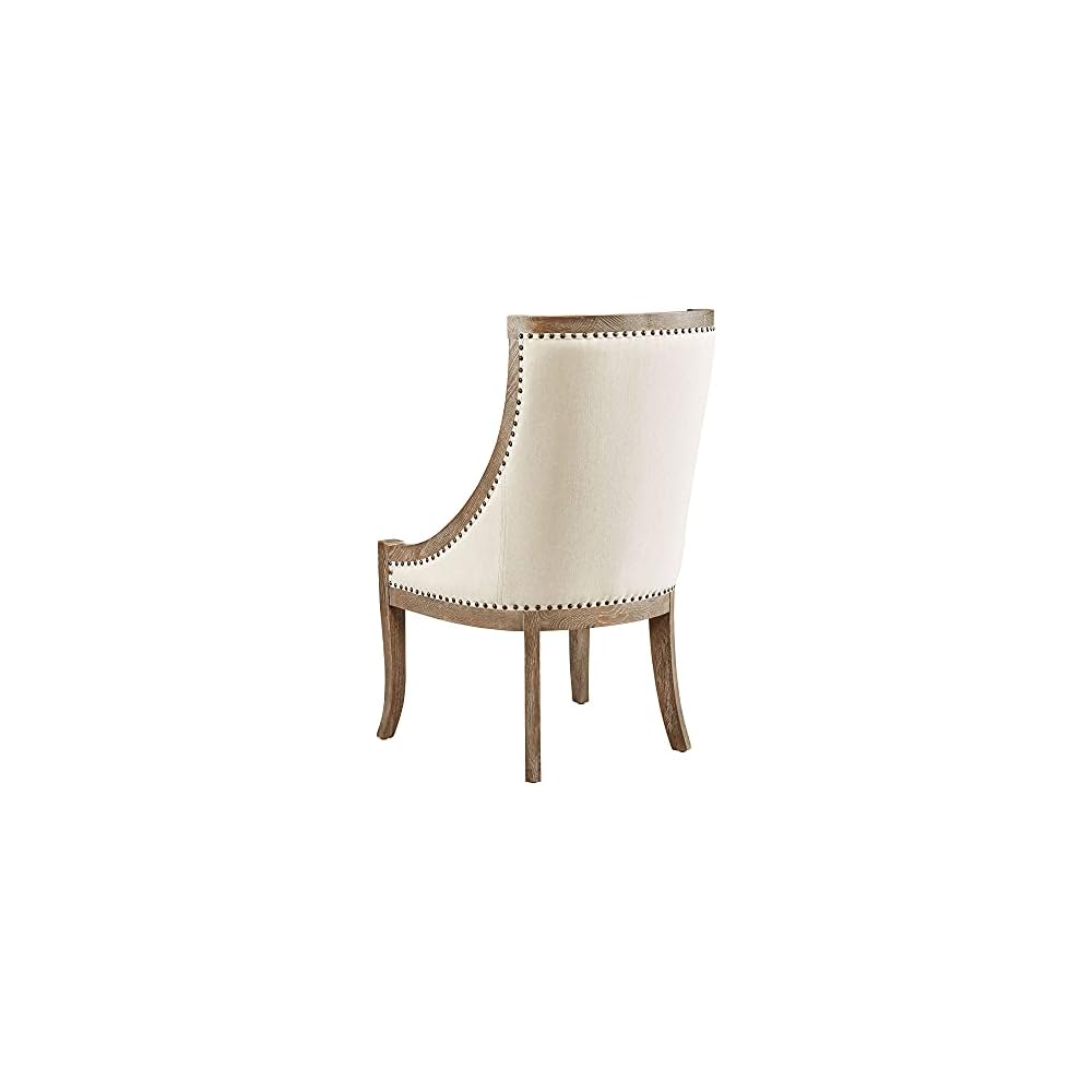 Ladysmith Linen & Oak Scoop Chair with Nailhead Accents
