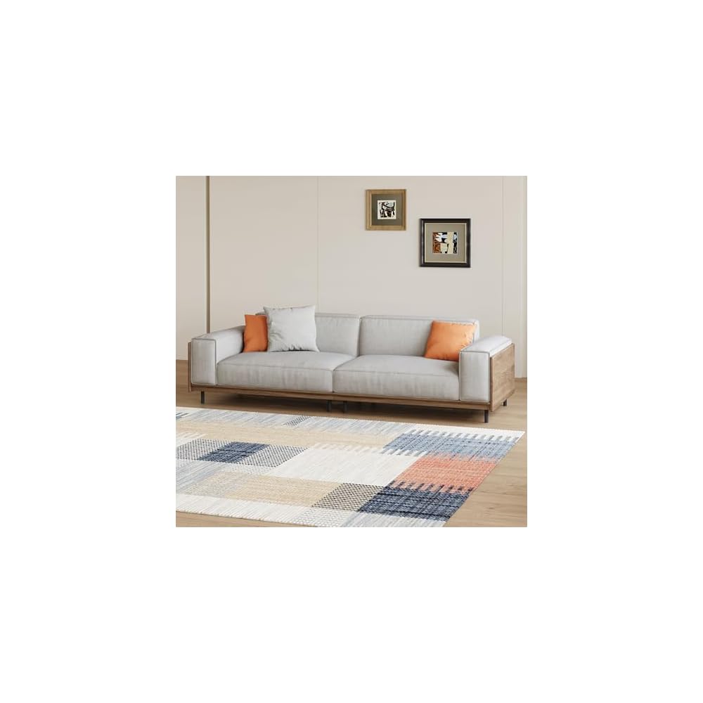 82.67" Fabric 3‑Seater Sofa Solid Wood Frame