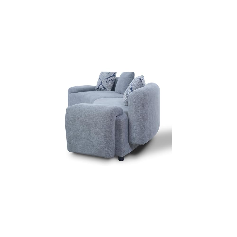 Verie 122" Modular Sectional Sofa Couch, Wooden Home Sofa Living Room, Comfy Cloud Couch with Accent Pillows for Bedroom, Home Office, Gray Blue