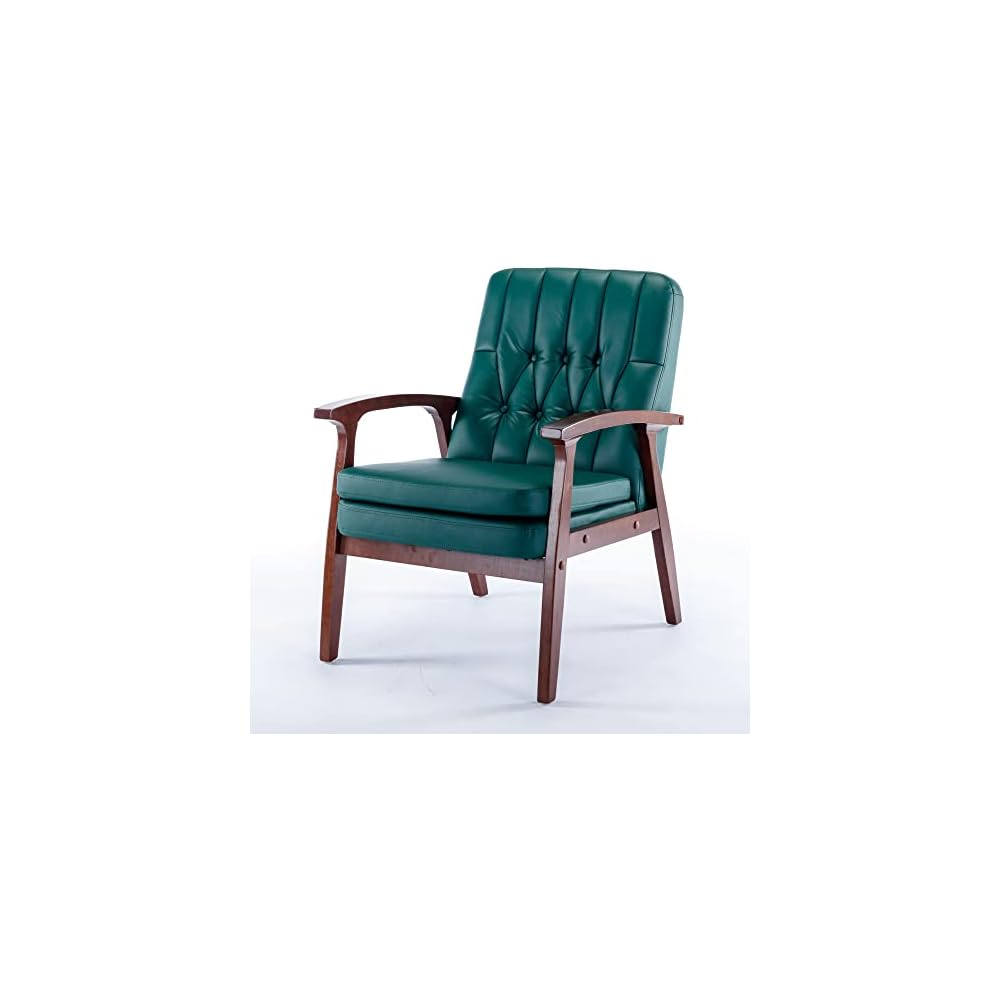 Mid Century Accent Chair, One Size, Blackish Green