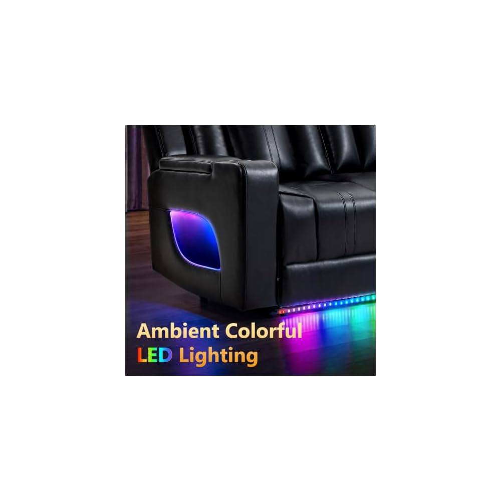 Power Recliner Sofa Set with LED Lights/Wireless Charging