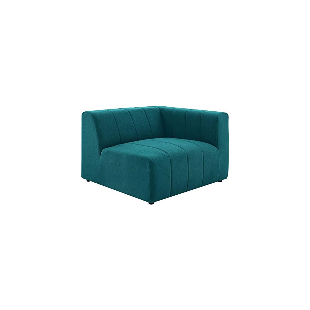 Bartlett Channel Tufted Upholstered Sectional, Right-Arm Chair, Teal