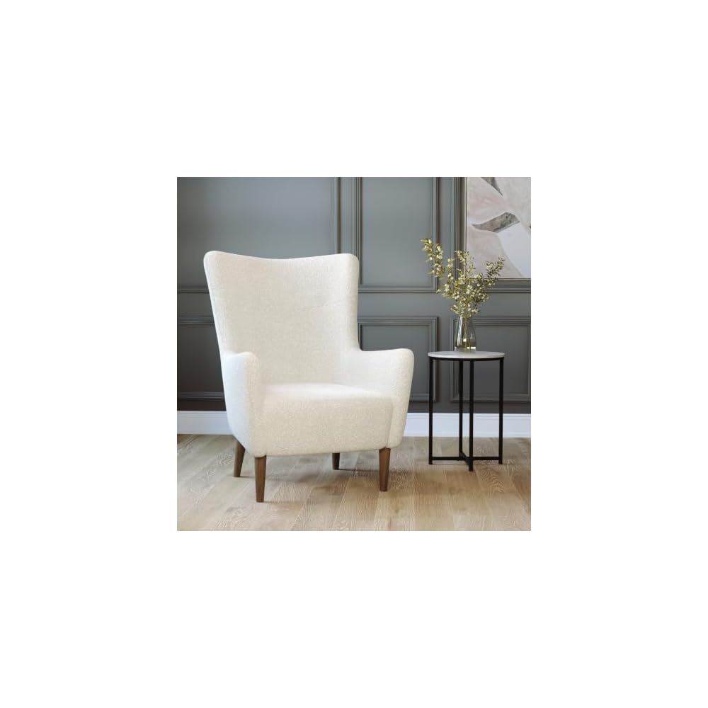 Traditional Wingback Accent Chair, Off-White