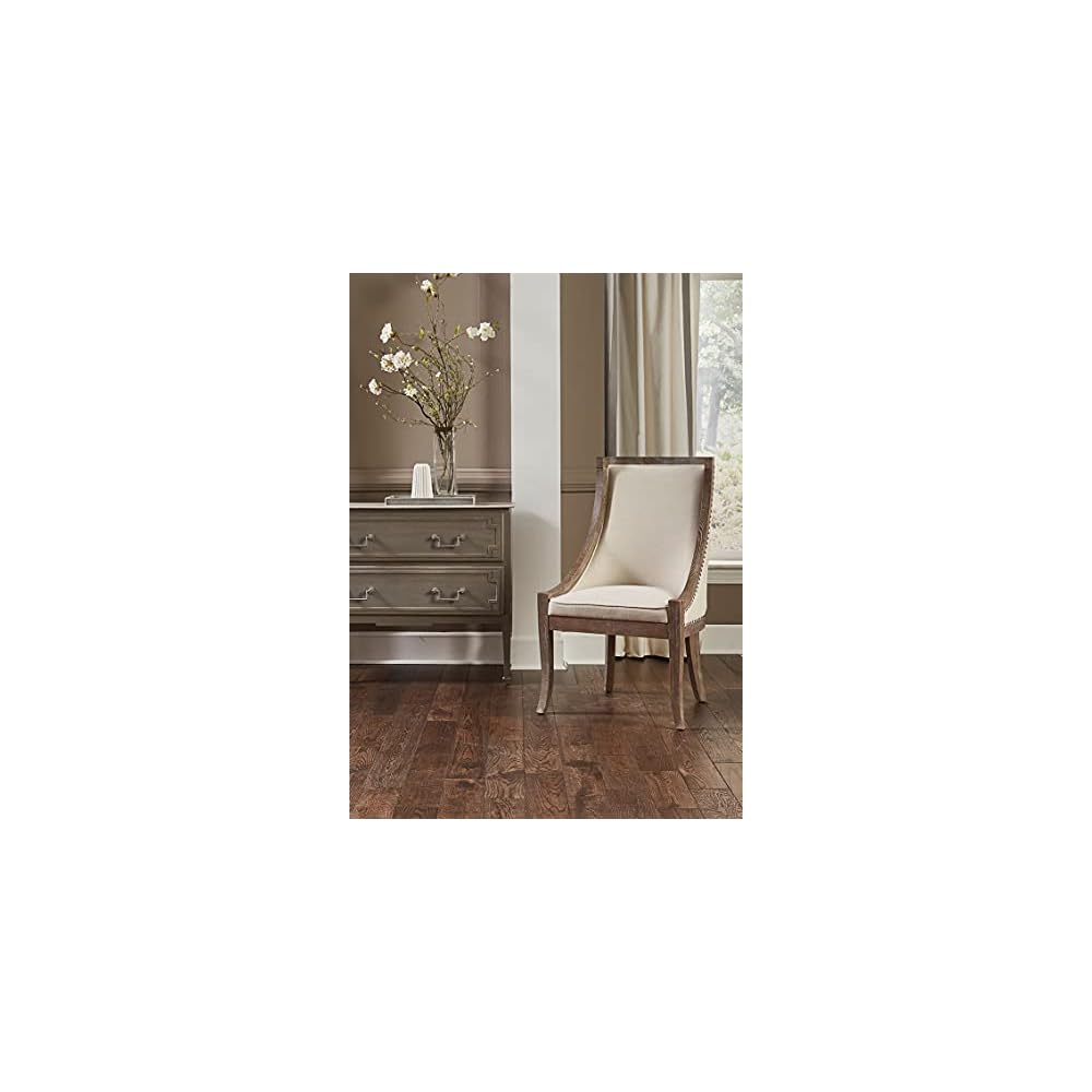 Ladysmith Linen & Oak Scoop Chair with Nailhead Accents