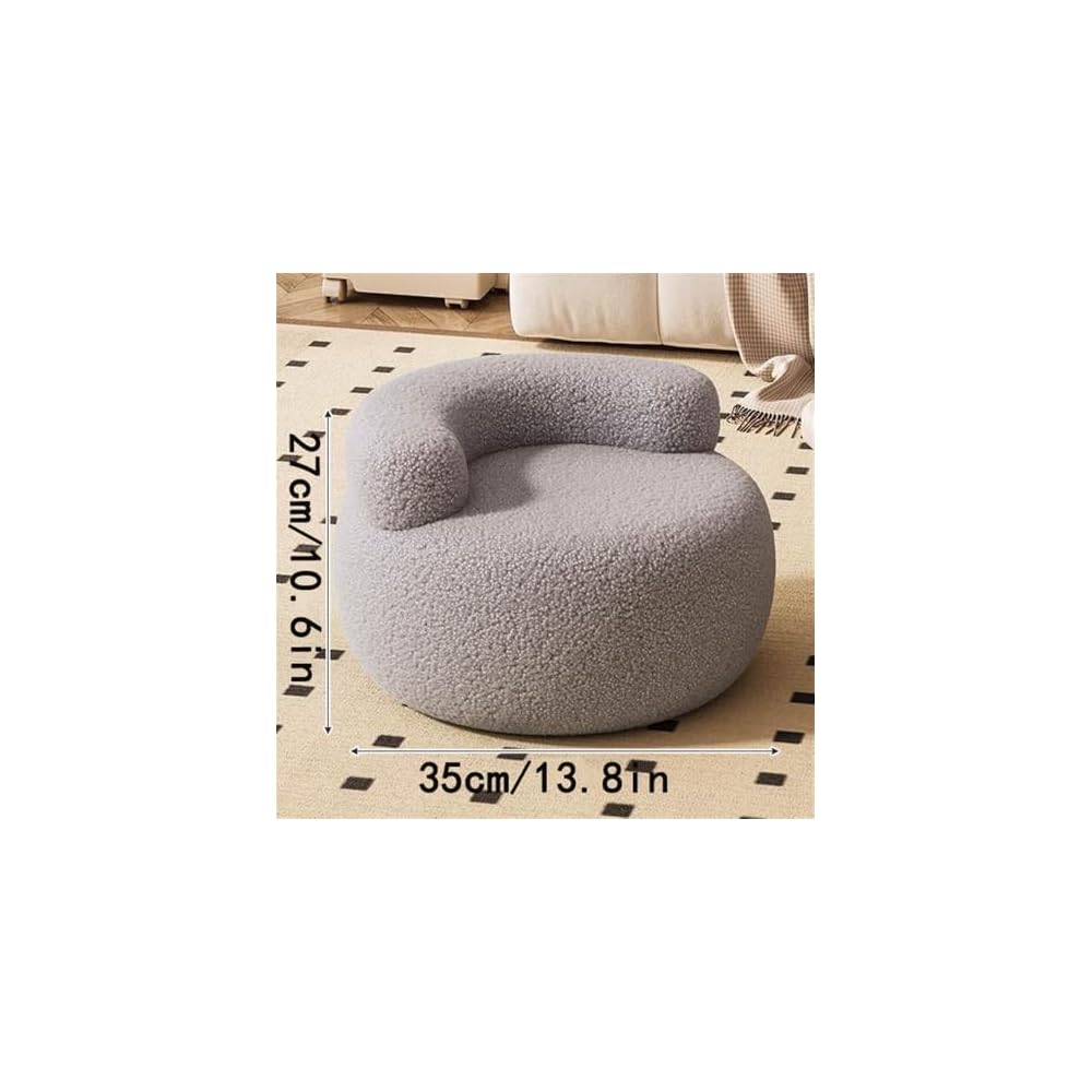 Sofa Stool, Round Sofa Stool with Backrest, Bedroom Chair, Upholstered Seat, Suitable for Living Room, Bedroom and Study Room(Gray)