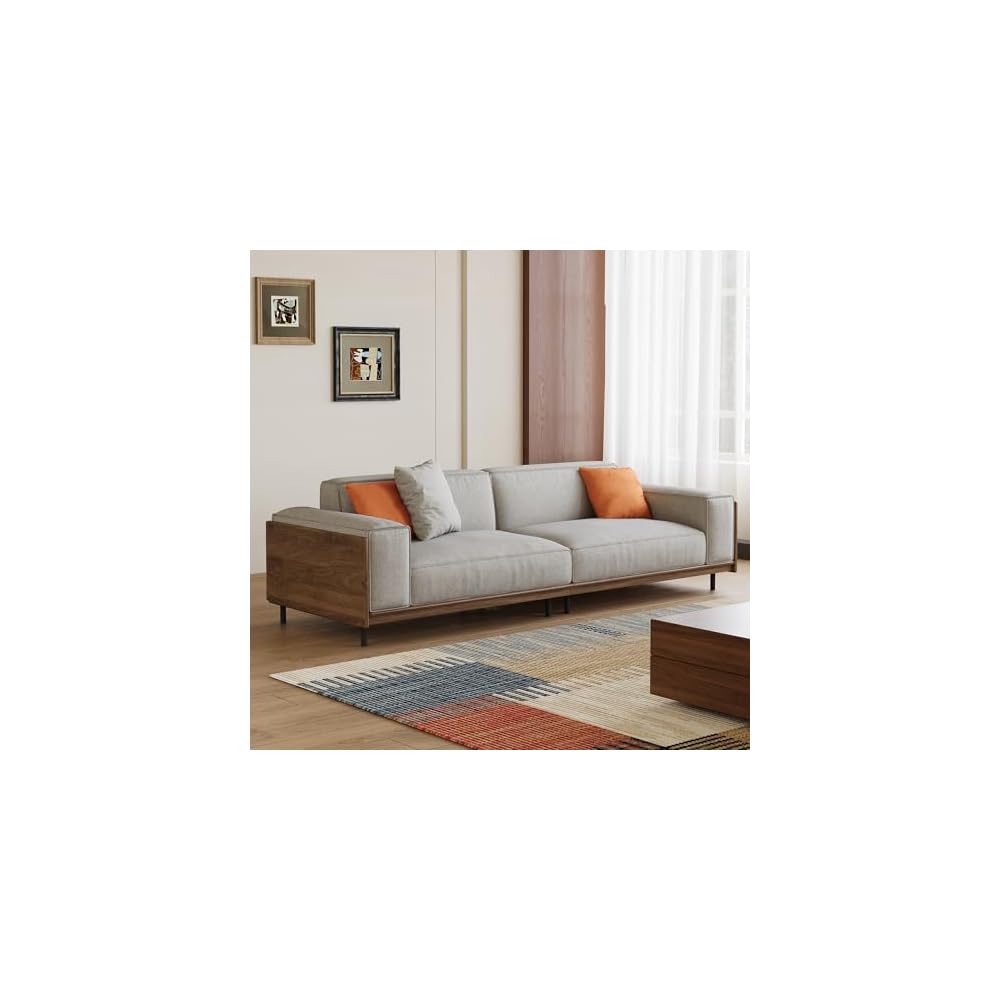 82.67" Fabric 3‑Seater Sofa Solid Wood Frame