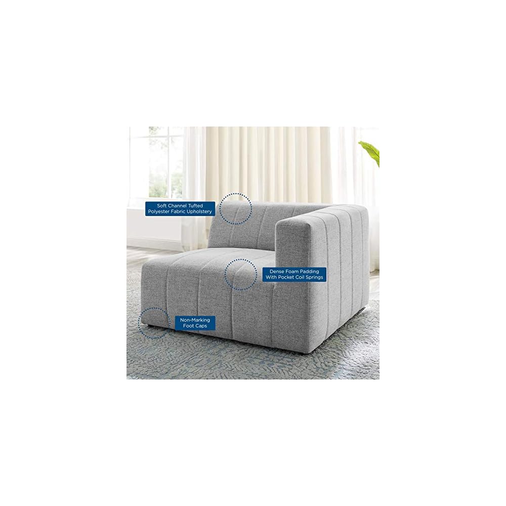 Bartlett Channel Tufted Upholstered Sectional, Right-Arm Chair, Teal