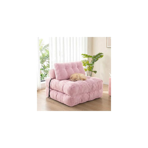 3-in-1 Folding Sofa Bed, Convertible Futon Chair Bed for Adults, Foldable Single Floor Sofa Sleeper with Pillow & Lumbar Support, Portable Floor Couch for Living Room, Bedroom, Dorm