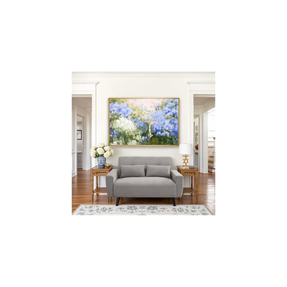 48.8" Small Loveseat Sofa, Mid Century Modern Love Seat Couch with Back Cushions and Plastic Legs, 2 Seater Couches for Living Room, Bedroom, Small Spaces, Light Grey