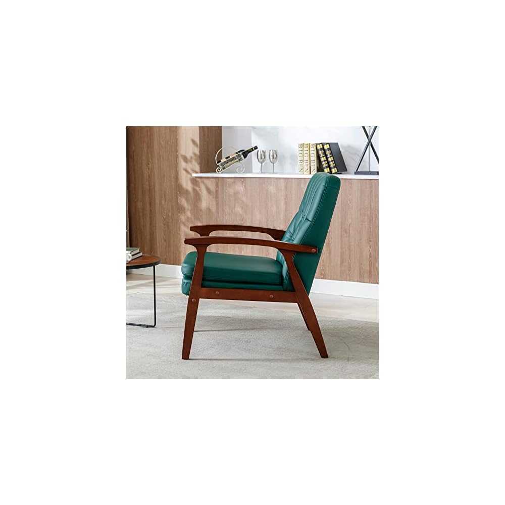 Mid Century Accent Chair, One Size, Blackish Green