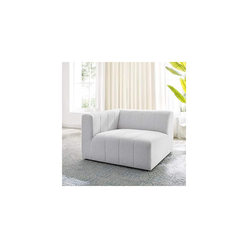 Bartlett Channel Tufted Upholstered Sectional, Right-Arm Chair, Teal