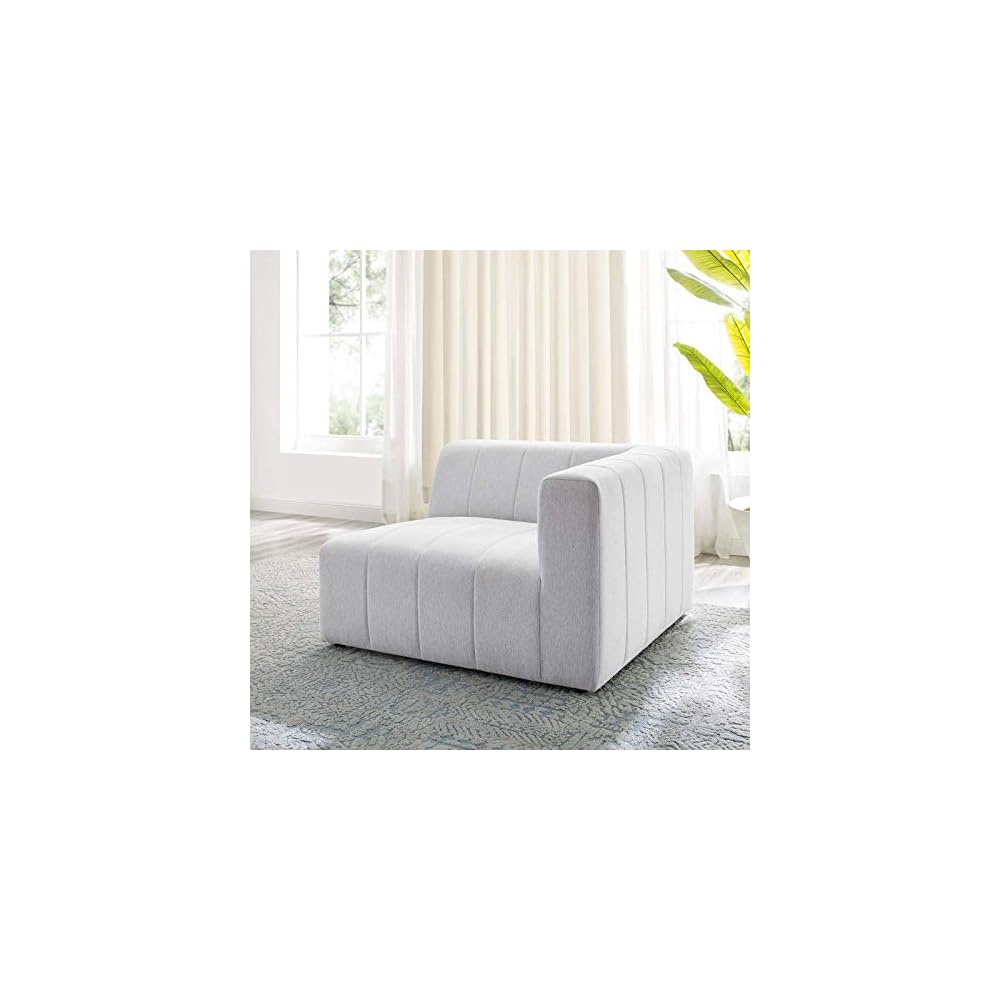 Bartlett Channel Tufted Upholstered Sectional, Right-Arm Chair, Teal