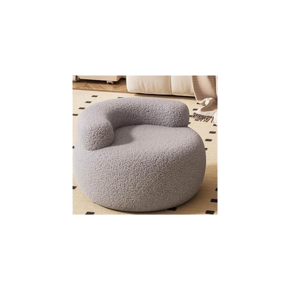 Sofa Stool, Round Sofa Stool with Backrest, Bedroom Chair, Upholstered Seat, Suitable for Living Room, Bedroom and Study Room(Gray)
