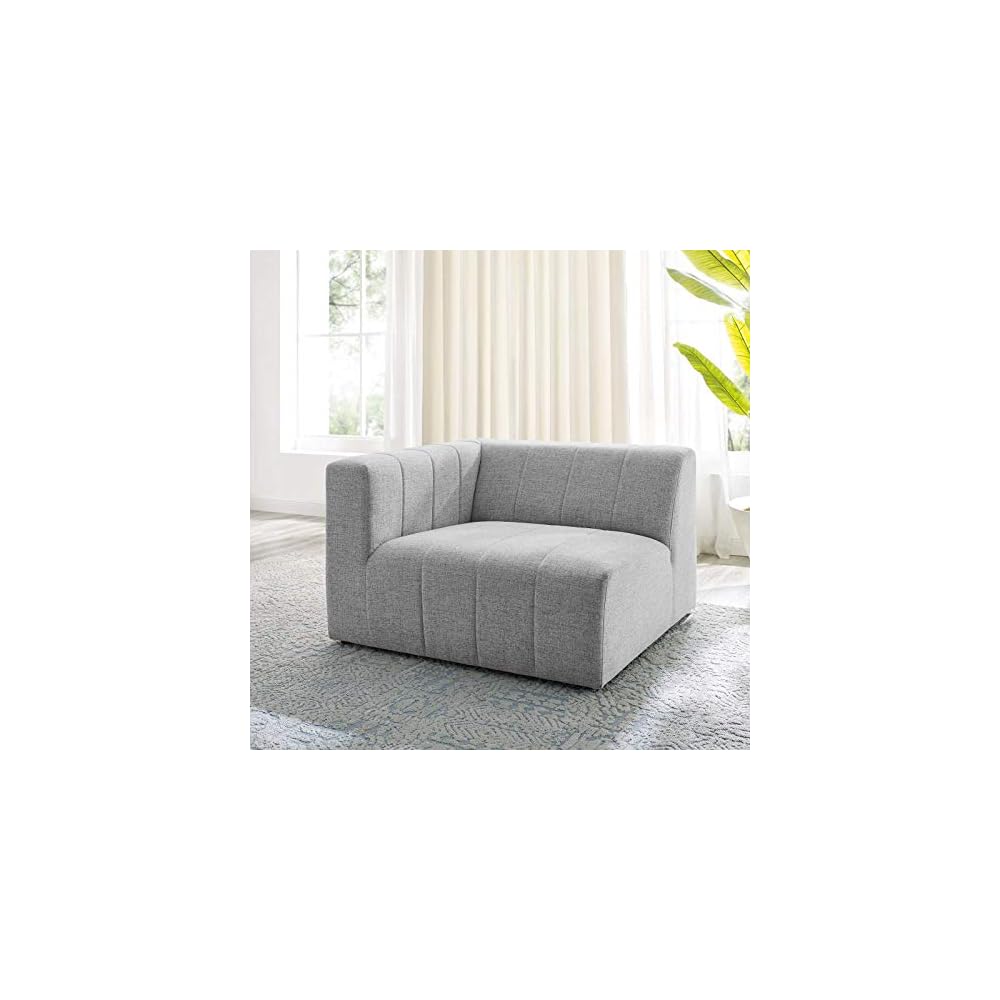 Bartlett Channel Tufted Upholstered Sectional, Right-Arm Chair, Teal