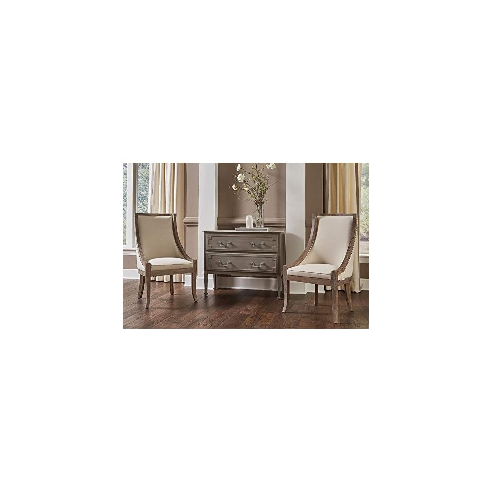 Ladysmith Linen & Oak Scoop Chair with Nailhead Accents
