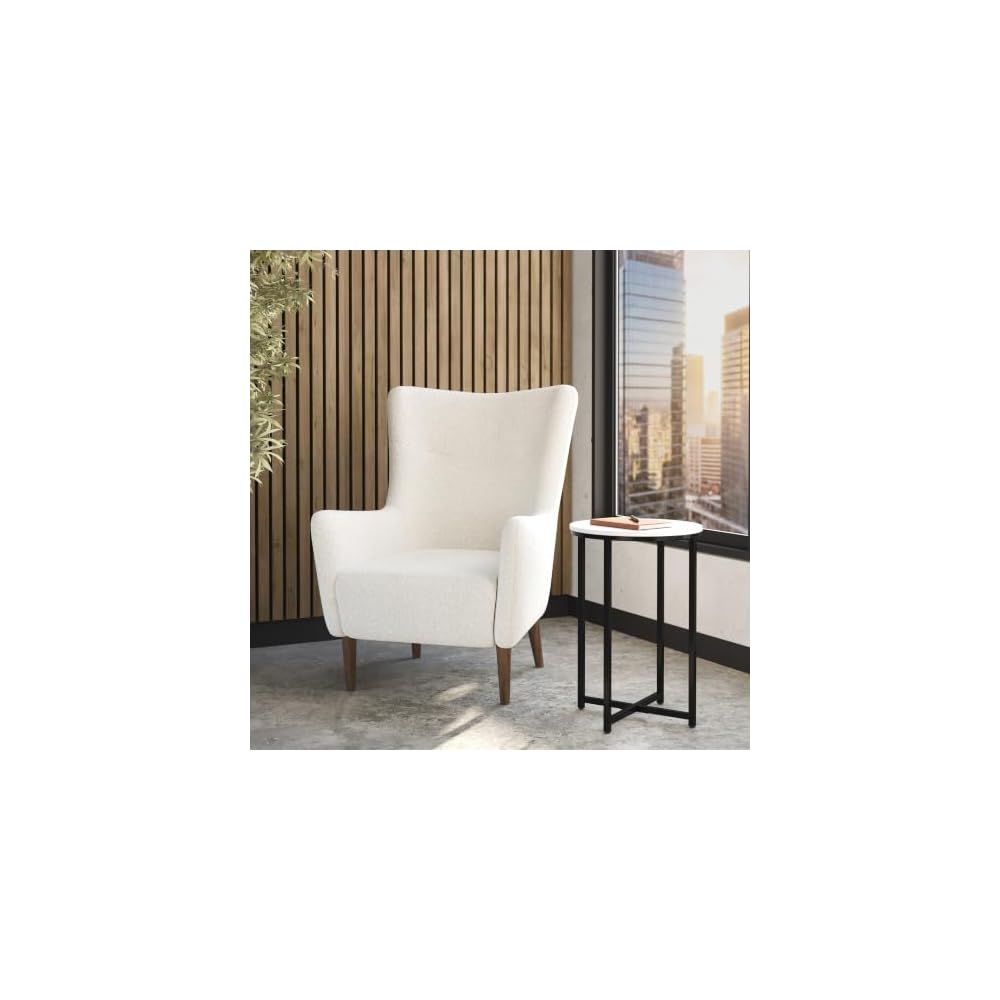 Traditional Wingback Accent Chair, Off-White