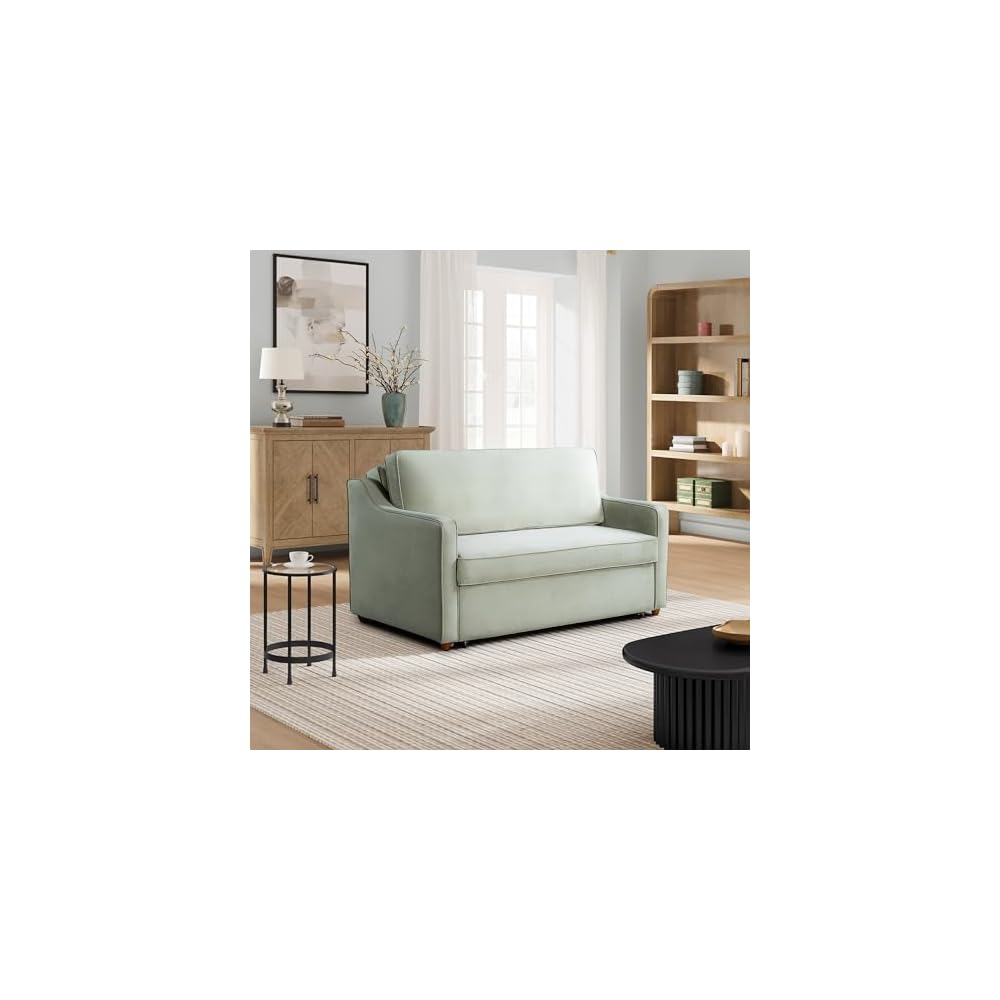 ® Santa Cruz 62.2" Convertible Loveseat, Full-Size, Recessed Track Arms, Dream Coil® Comfort, Fingerguard® Pinch Point Protection, Soft Velvet Fabric, Sage