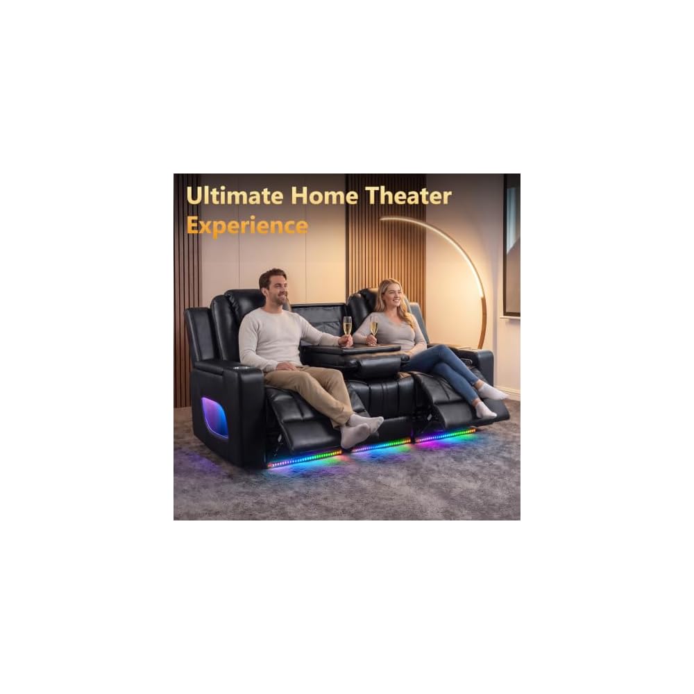 Power Recliner Sofa Set with LED Lights/Wireless Charging