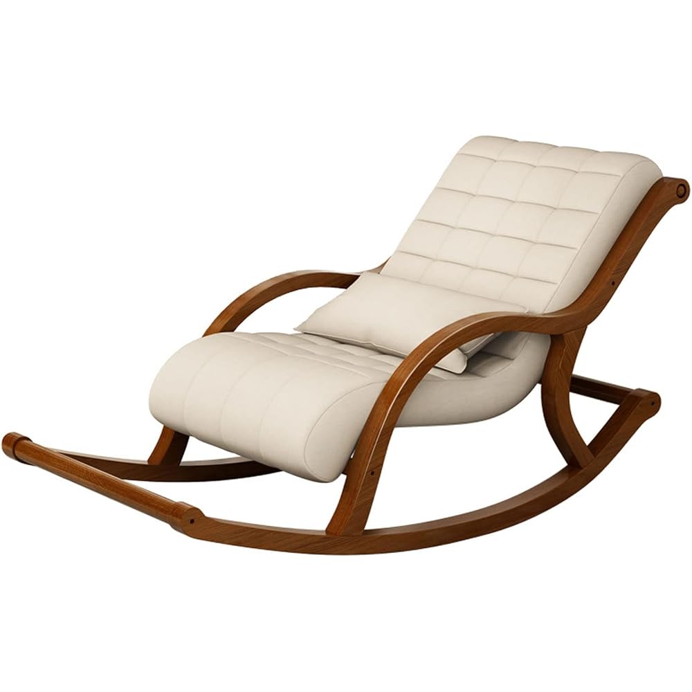 Single Leisure Rocking Chair Solid Wood Adult Rocking Chair Prevent Tipping The Streamlined armrests Home Bedroom Living Room Recliner Bearing 200Kg