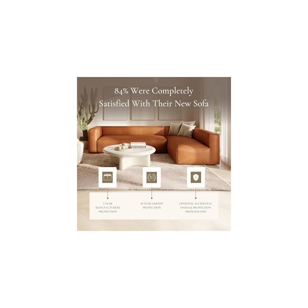 Poly & BARK Piazza Reversible Corner Sectional 125" Sofa in Bourbon Tan