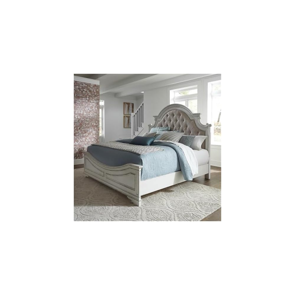 Liberty Furniture Industries Magnolia Manor King Upholstered Bed, White