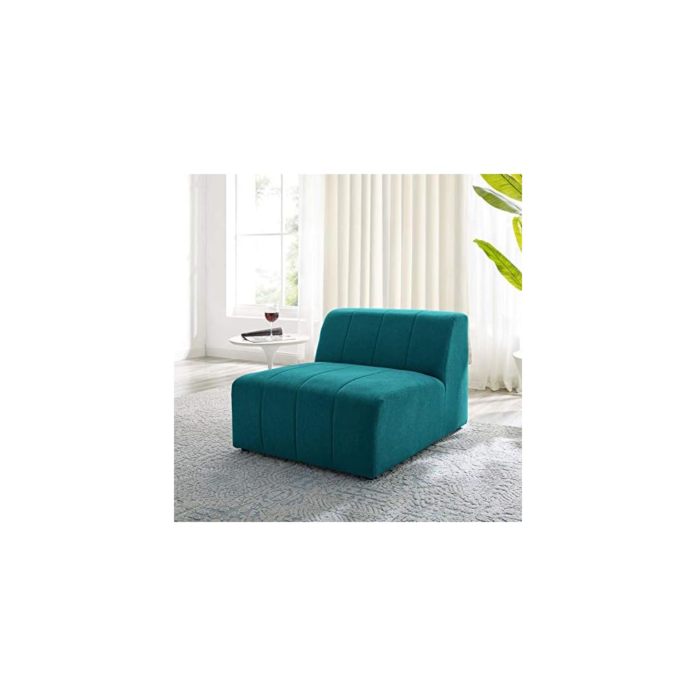 Bartlett Channel Tufted Upholstered Sectional, Right-Arm Chair, Teal
