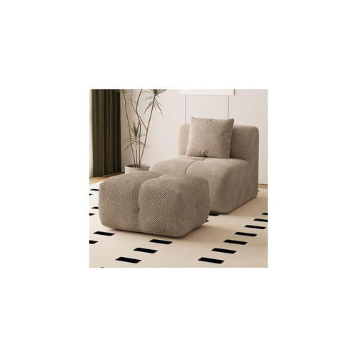 31" Oversized Boneless Single Sofa with Ottoman & Pillow Upholstered Reading Couch and Ottoman Set for Living Room, Bedroom, Reading Nook,Taupe