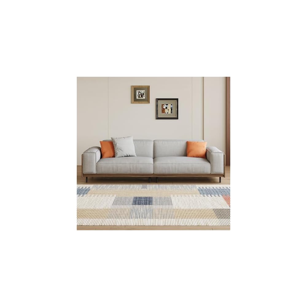 82.67" Fabric 3‑Seater Sofa Solid Wood Frame