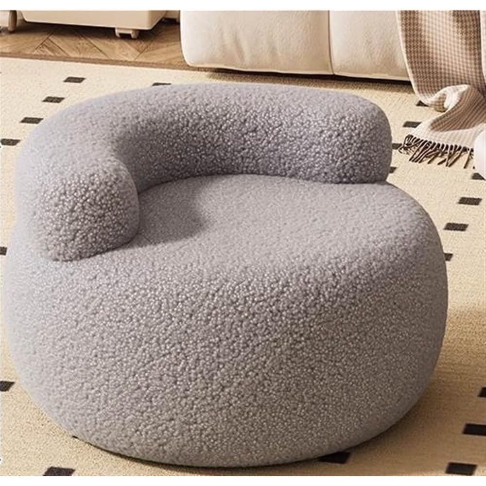 Sofa Stool, Round Sofa Stool with Backrest, Bedroom Chair, Upholstered Seat, Suitable for Living Room, Bedroom and Study Room(Gray)