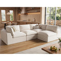 120" Cloud Sectional Couches for Living Room | Oversized Boneless Modular Sofa with 4 Seat L-Shaped Design | Deep Seat Chenille Couch | Ivory White