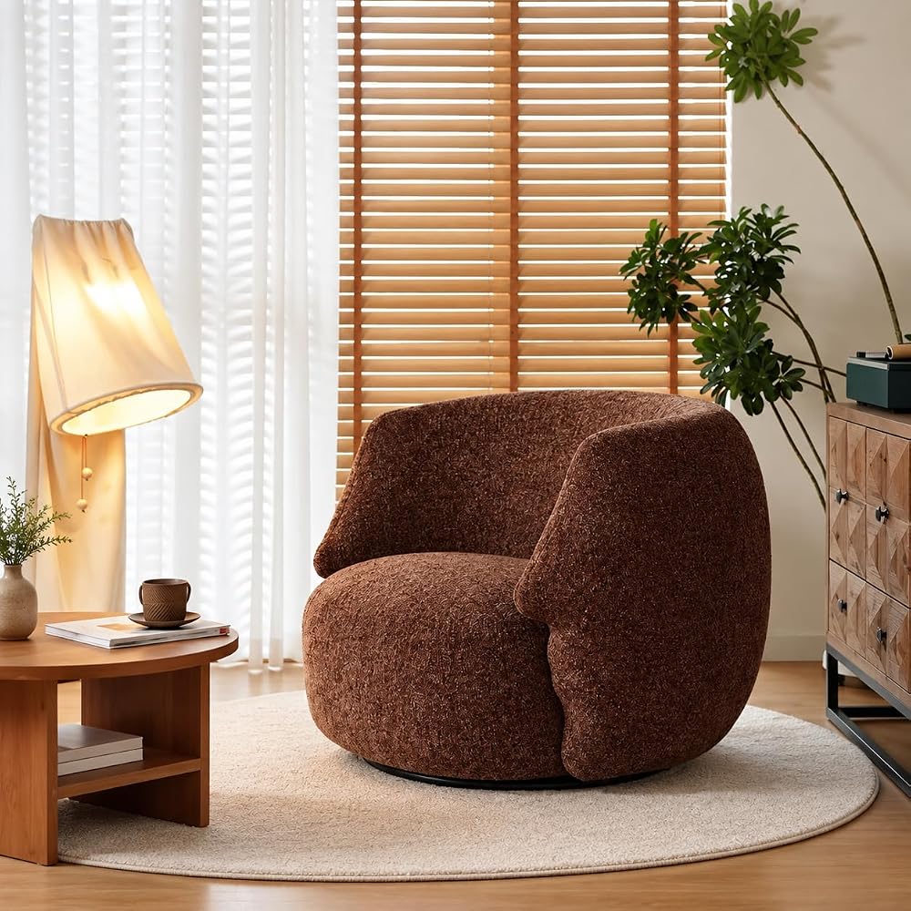 Brown Leather Tufted Wingback Chair with Rolled Arms and Wood Legs