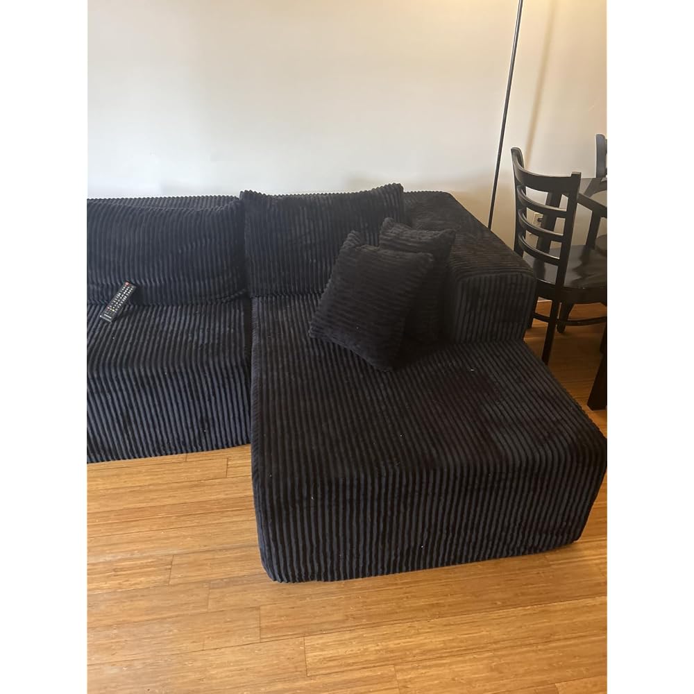 134'' Cloud Couch U-Shaped Sectional Sofa, Corduroy Boneless Couches