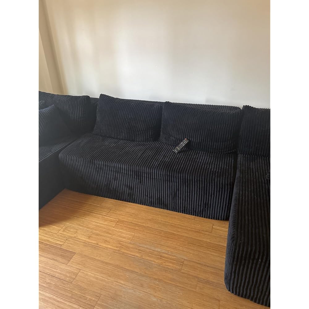 134'' Cloud Couch U-Shaped Sectional Sofa, Corduroy Boneless Couches